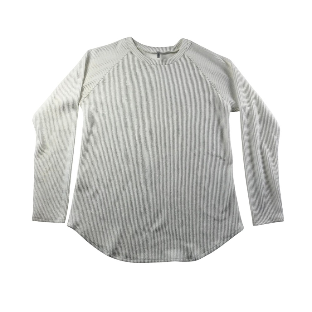 Acting Pro White Ribbed Long Sleeve Raglan Top Curved Hem XL